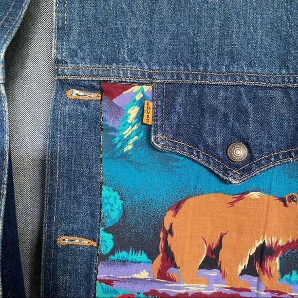 Levi denim jean jacket Aztec vintage large orange tab Deer Stag Southwestern - Picture 6 of 7